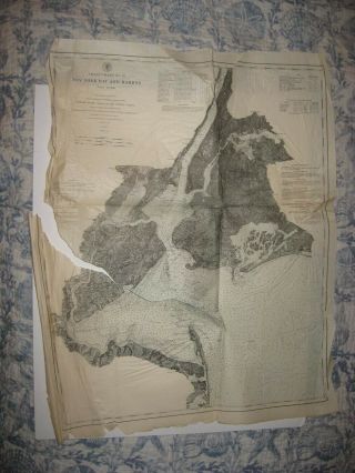 Antique 1878 York City Manhattan Bay Harbor Coast Handcolored Dated Map Rare