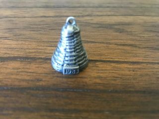Rare Longaberger Miniature Pewter 1983 Bell Basket Collectible/charm/dollhouse