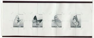 Fauna_3716 1989 Tonga Rare Sheet Proof Essay Butterflies Mnh
