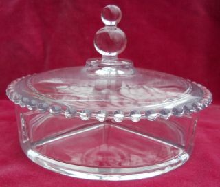 Imperial Candlewick Candy Dish Lid Cover 7 " 3 Section Rare Straight Side