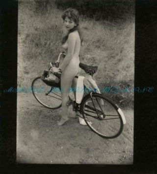 Vintage 1950s Elmer Batters 3 Nude Photos Girl On Bicycle Rare Contact Photos