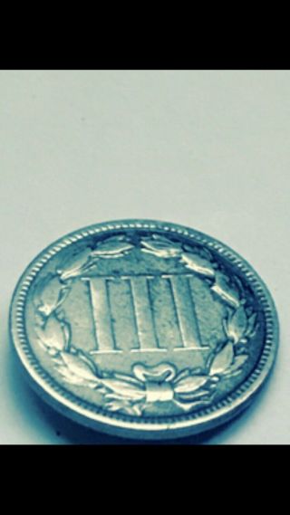 1873 Three Cent Nickel Piece Rare Date Antique U.  S.  Civil War Type Coin 4