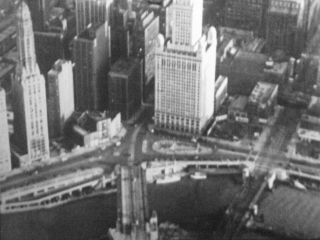 RARE 1930s 16mm FILM FLYING OVER cities of YORK,  PARIS,  CHICAGO MOVIE 6