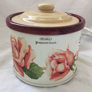 Vintage Rival Roses Potpourri Mini Crock Pot Great Rare Design Pattern