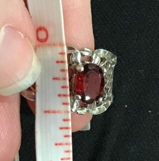 Rare Sterling Silver Red Garnet Wide Cigar Weave Band Diamond Cut Ring 925 7.  5 4
