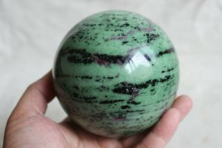 4.  3lb 4.  1 " Natural Rare Green Ruby Zoisite Sphere Gem Stone Crystal Ball Healing