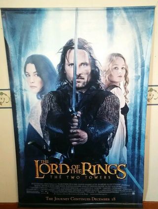 The Lord Of The Rings Two Towers Movie Theater Vinyl Wall Banner 48x73 Rare