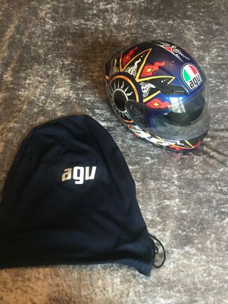 Agv K3 Rossi Full Face Motorcycle Motorbike Helmet 46 Blue Rare Size Xs