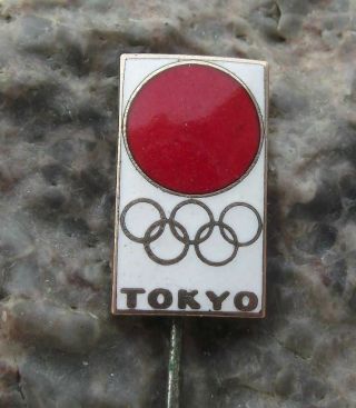 1964 Rare Tokyo Japan Summer Olympic Games Rings Official Logo Motif Pin Badge
