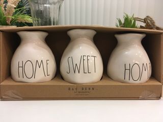 Rae Dunn Home Sweet Home Set Of 3 Bud Vases Ceramic Large Letter Htf Rare 19