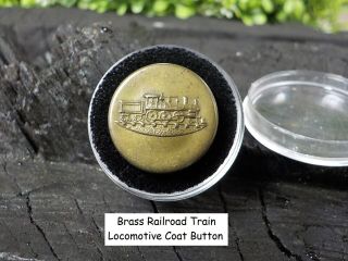 Old Rare Vintage Antique Brass Railroad Train Locomotive Coat Button Case