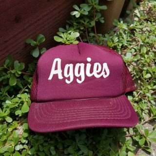 Vintage Rare Texas A&m Aggies Trucker Hat Snapback 80s