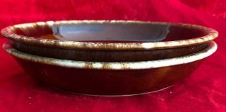 Set Of 2 Rare Vintage Hull Brown Drip 9 1/2 " Pie Baking Plates Mcm Retired