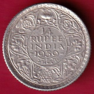 British India - 1939 - Kg Vi - 1/4 Rupee - Rare Silver Coin I30