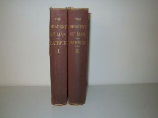 Two Vols.  - The Descent Of Man By Charles Darwin 1871 First American Ed - Rare
