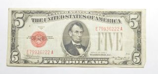 Crisp - 1928 - C $5.  00 Red Seal Us Note - Rare 540