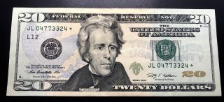 2009 Series $20 Star Note Twenty Dollar Bill Rare Low Print S/n Jl04773324