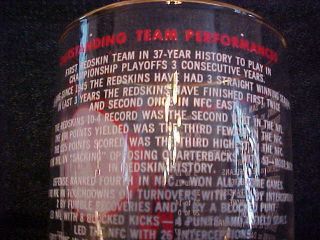RARE 1973 WASHINGTON REDSKINS NFC CHAMPIONS SCHEDULE WHISKEY GLASS FOOTBALL OLD 5