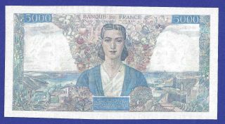 5000 FRANCS 1946 BANKNOTE FROM FRANCE.  RARE SERIAL Z NO PINHOLES 2