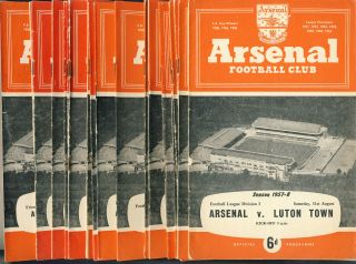 Arsenal : Set Of Home Programmes 1957/8 Including Rare Manchester Utd,  A.  Villa