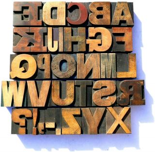 Letterpress Wood Type 2 " Alphabet 31pcs Rare Mixed Of Big Typefaces