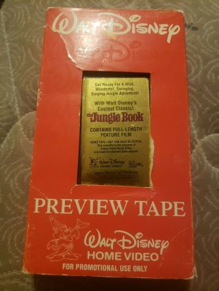 Walt Disney Classic The Jungle Book Demo Vhs Tape Very Rare Red Paper Sleeve