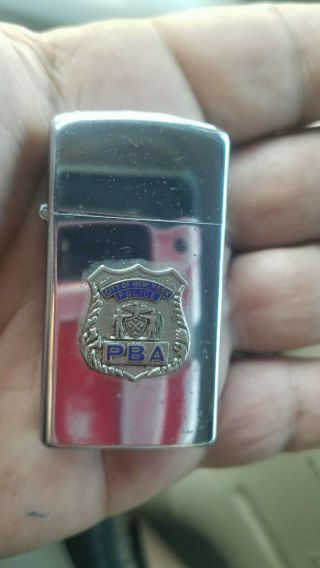 Rare York City Police Pba 1970s Zippo Lighter Bradford