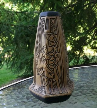 =rare= Weller Burntwood Claywood Hexagon Arts & Crafts Pottery Vase C1908 L@@k