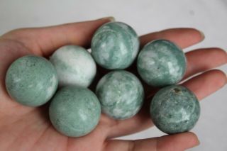 258g Rare Natural Green Jade Jasper Crystal Sphere Ball Healing A82