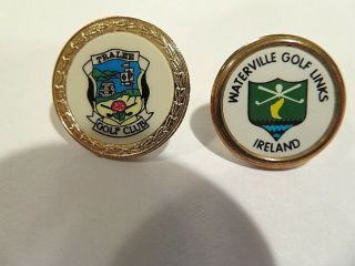 2 Rare Vintage Ireland Stem Golf Ball Markers - Tralee & Waterville