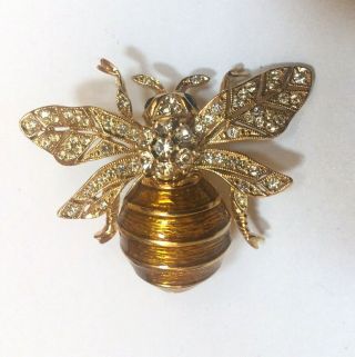 Ciner Brooch Bumble Bee Rhinestone Crystal Pin 100th Anniversary Rare -