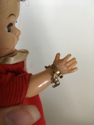 Vintage Vogue Jill doll w Red Plaid Dress And Red Coat & Hood Rare Gold Bracelet 3