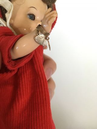 Vintage Vogue Jill doll w Red Plaid Dress And Red Coat & Hood Rare Gold Bracelet 5