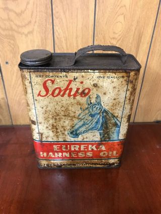 Vintage Sohio Eureka Harness Oil Standard Oil Companny 1 Gallon Rare Can