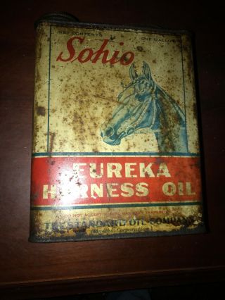Vintage Sohio Eureka Harness Oil Standard Oil Companny 1 Gallon Rare Can 2