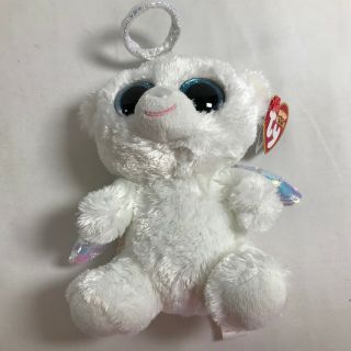 Rare 6 Inch Halo The White Angel Bear Ty Beanie Boo Retired With Tags