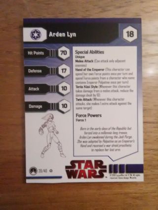 Star Wars Miniatures Masters Of The Force 20 Arden Lyn Very Rare