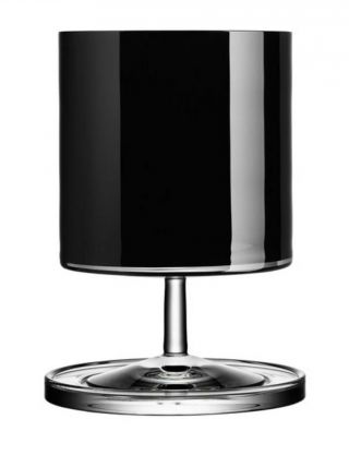 $275 Orrefors Karl Lagerfeld Black Rare Soft Drink All Purpose Glass & Coaster