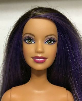 Barbie Fashion Fever Brunette Purple Hair Streak Candy Glam Raquelle Doll Rare