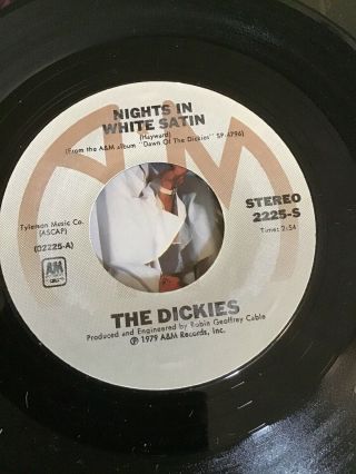 The Dickies Nights In White Satin Rare Punk Rock Single Picture Sleeve 1979 7” 3