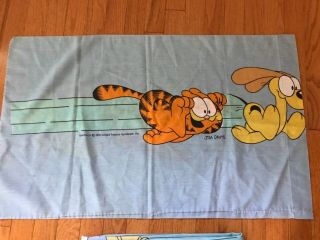 Garfield Vintage flat bed sheet 1978 Full Queen Rare Odie Jim Davis Cartoon 2