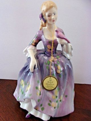 Royal Doulton China Figurine " Nicola " Holds Bird In Hand Unique And Rare