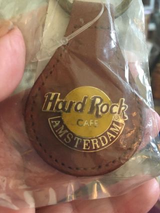 Nip Rare (1999) Hard Rock Cafe Amsterdam Key Ring: Logo On Fine Leather Key Fob