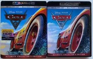 Disney Pixar Cars 3 4k Ultra Hd Blu Ray 3 Disc Set,  Rare Slipcover Sleeve Buyit