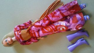 Rare Vintage Barbie Live Action Tie Dyed Groovy Mod Pants Outfit & Doll W Boots
