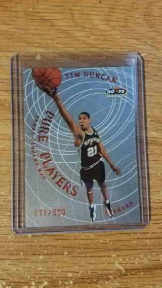 Tim Duncan 1999 - 00 NBA Hoops Skybox Pure Players 171/500 Rare Insert 3