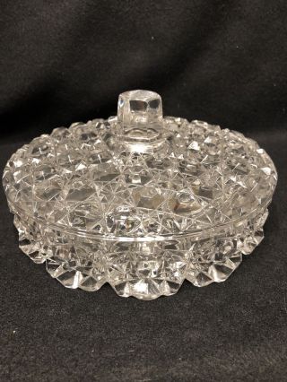Rare Vintage Pressed Glass Candy Dish With Lid Stunning