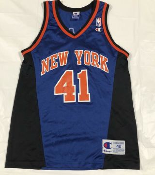 Rare Vintage Vtg Glen Rice York Knicks Champion Nba Basketball Jersey Sz 40