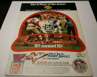 1971 St Louis Cardinals Scorecard Program Vs San Francisco Giants Unscored Rare