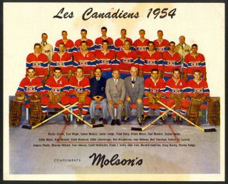 Rare 1954 Molson Montreal Canadiens 8x10 Team Photo - Beliveau Plante Richard